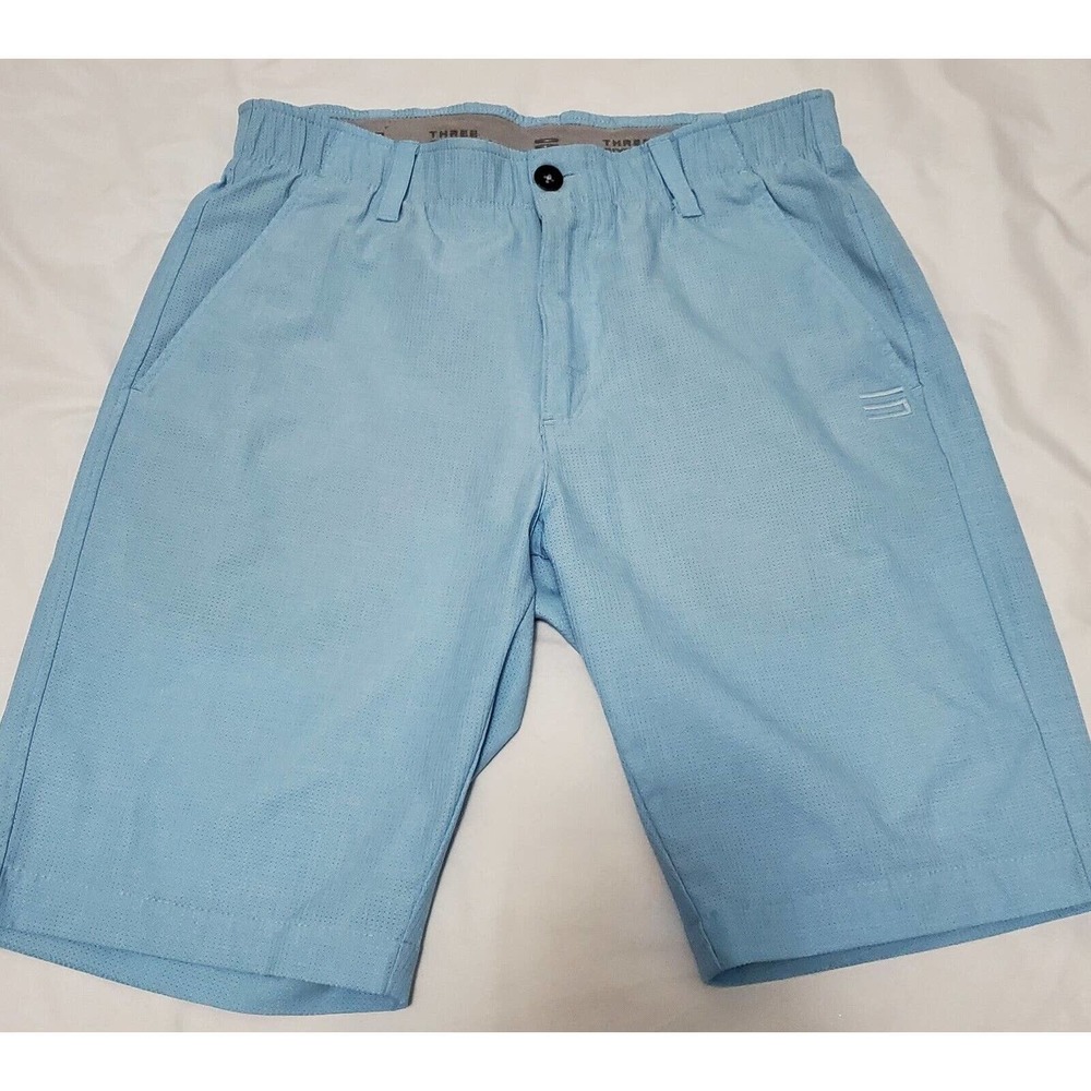 Three Sixty Six Comfort Waist Flex Light Blue Golf Shorts Size 30